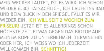 MEIN WECKER L�UTET, IST ES